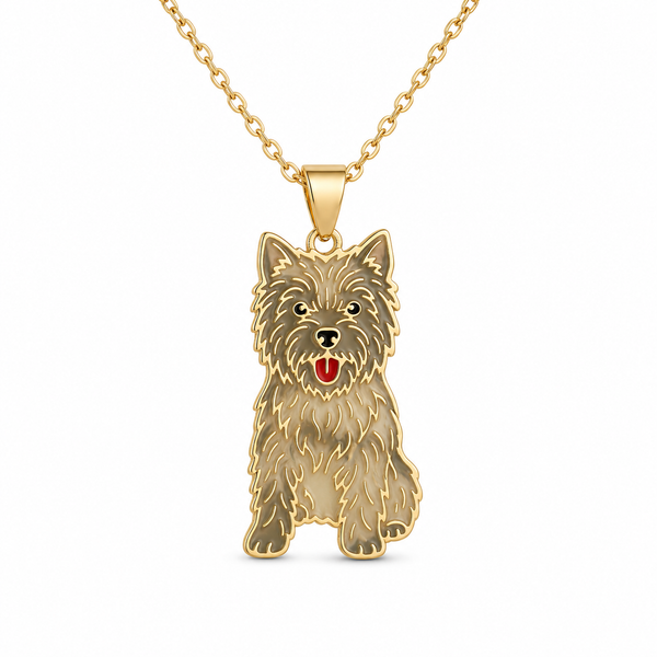 SORS Özel Tasarım Altın Cairn Terrier Figürlü Kolye Ucu