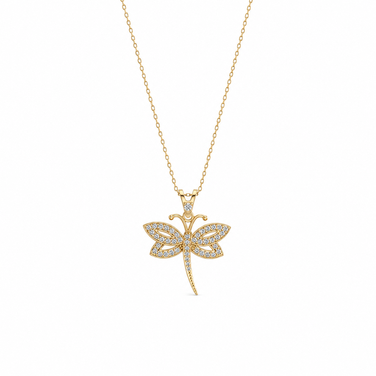 SORS Özel Tasarım Altın Mini Dragonfly Kolye