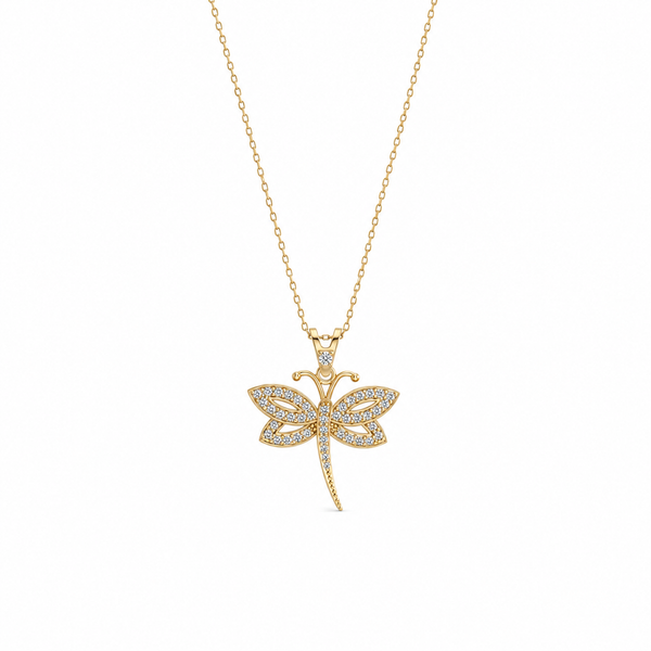 SORS Özel Tasarım Altın Mini Dragonfly Kolye
