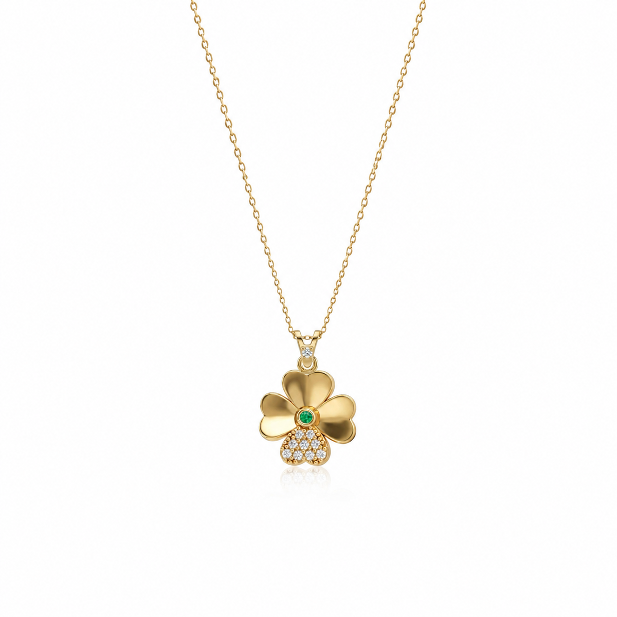 SORS Özel Tasarım Golden Clover Taşlı Kolye