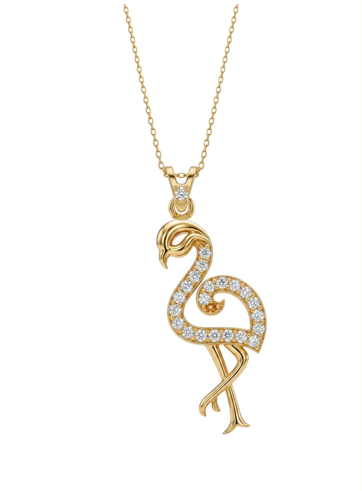 SORS Özel Tasarım Altın Luxe Flamingo Kolye