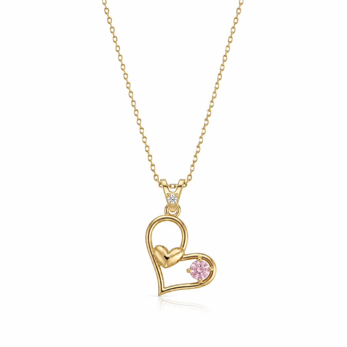 SORS Özel Tasarım Altın Blushing Heart Taşlı Kolye