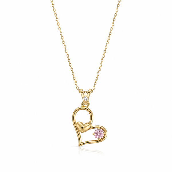 SORS Özel Tasarım Altın Blushing Heart Taşlı Kolye