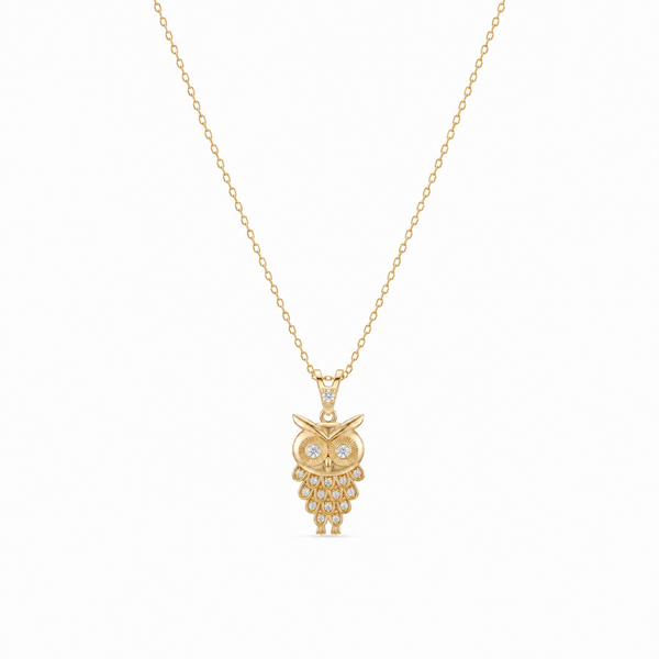 SORS Özel Tasarım Golden Owl Taşlı Kolye