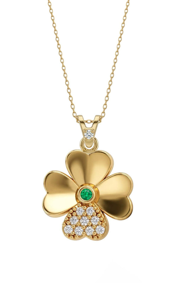 SORS Özel Tasarım Golden Clover Taşlı Kolye