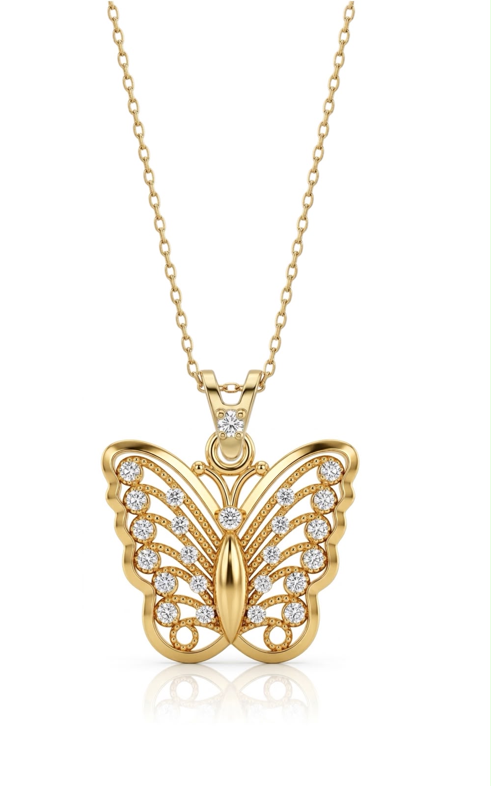 SORS Özel Tasarım Altın Vintage Butterfly Kolye