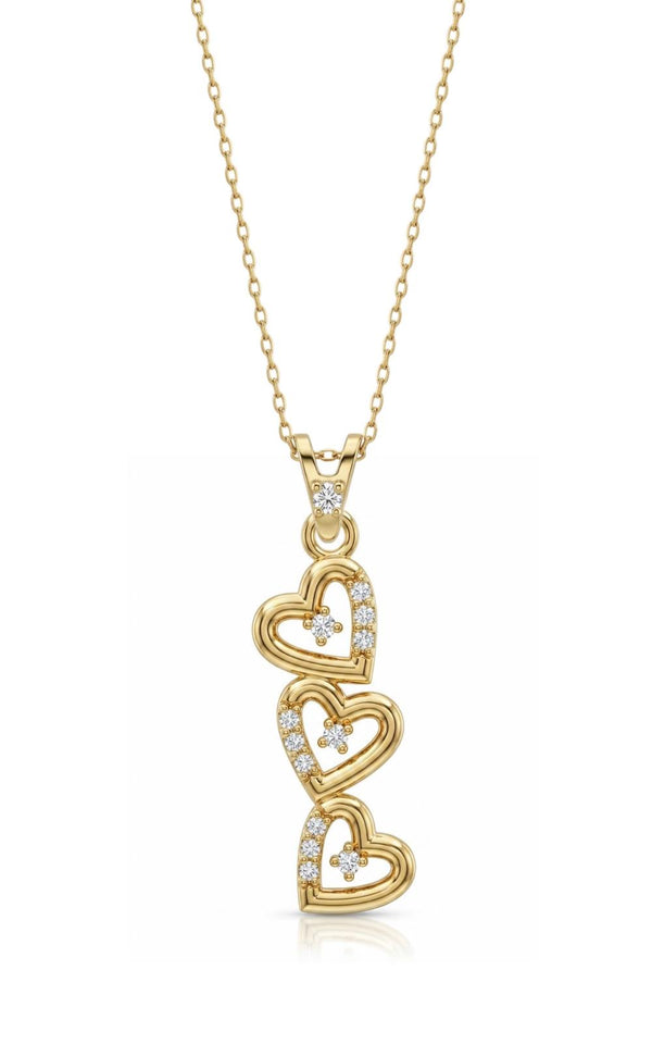 SORS Özel Tasarım Altın Mini Hearts Taşlı Kolye