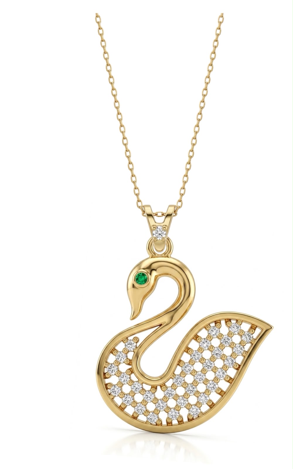SORS Özel Tasarım Altın Royal Swan Taşlı Kolye