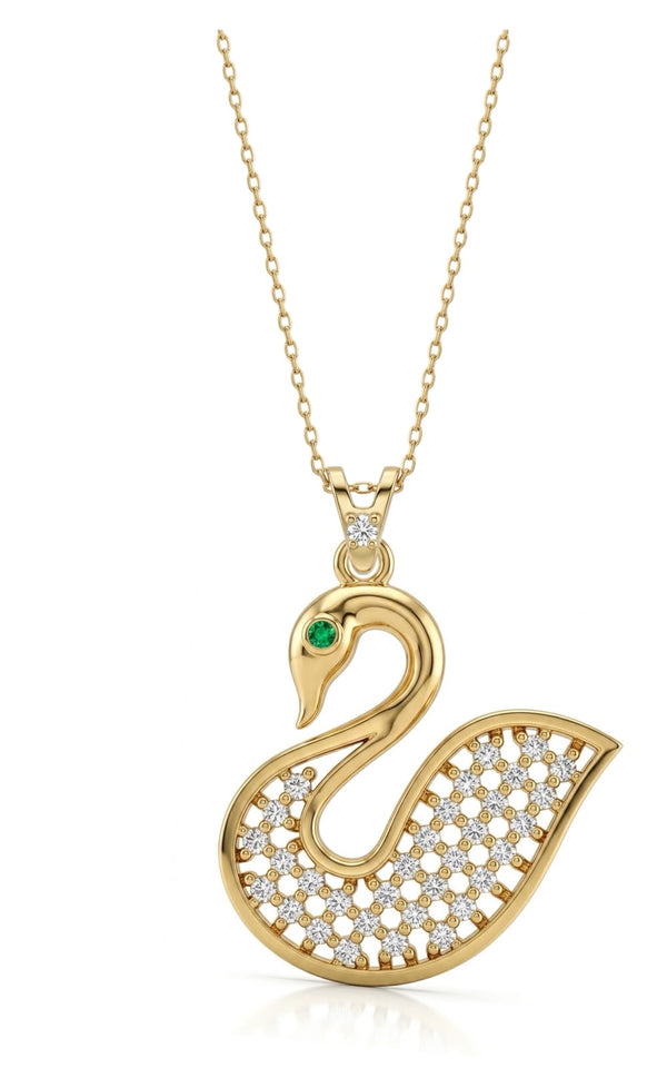 SORS Özel Tasarım Altın Royal Swan Taşlı Kolye