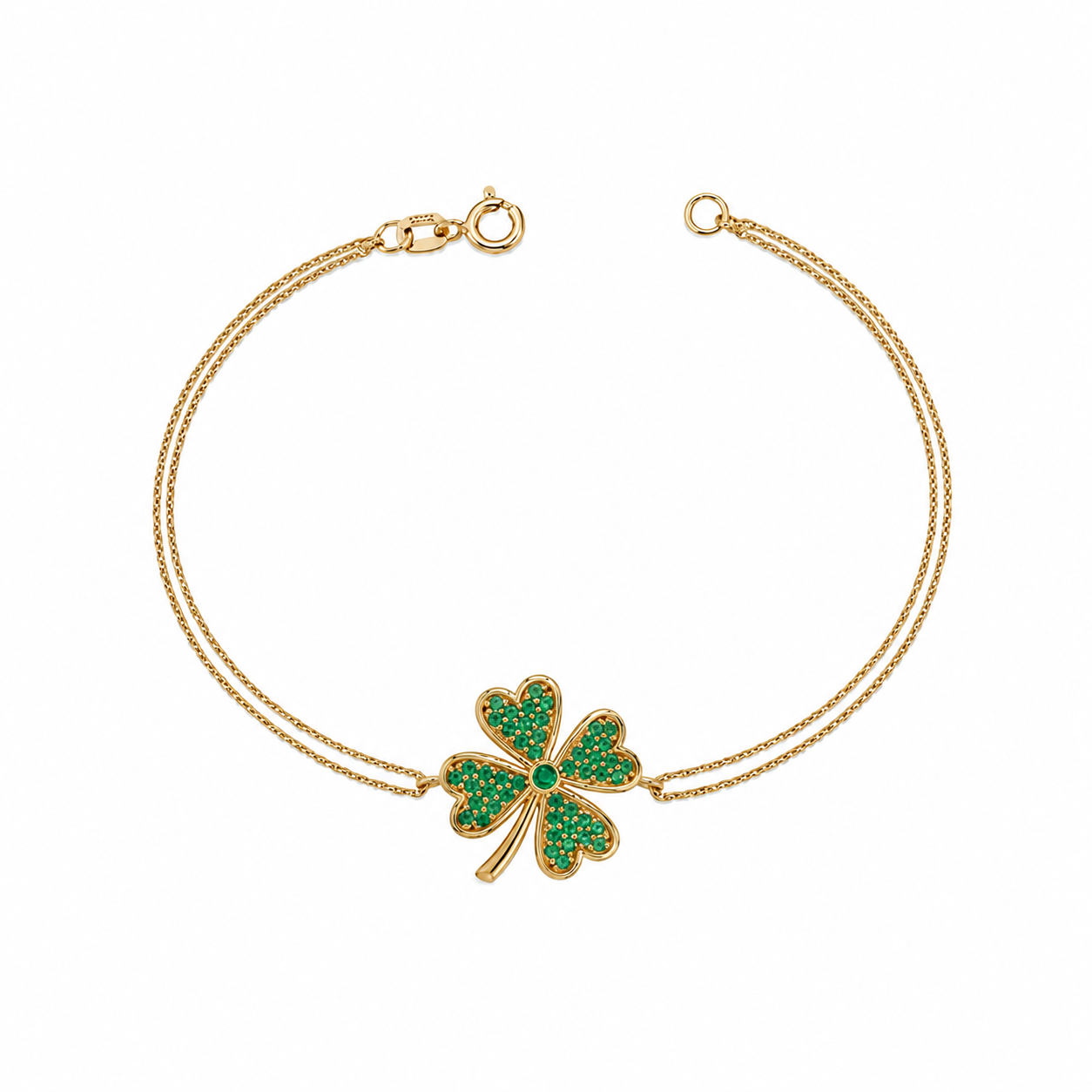 SORS Özel Tasarım Altın Lucky Clover Taşlı Bileklik