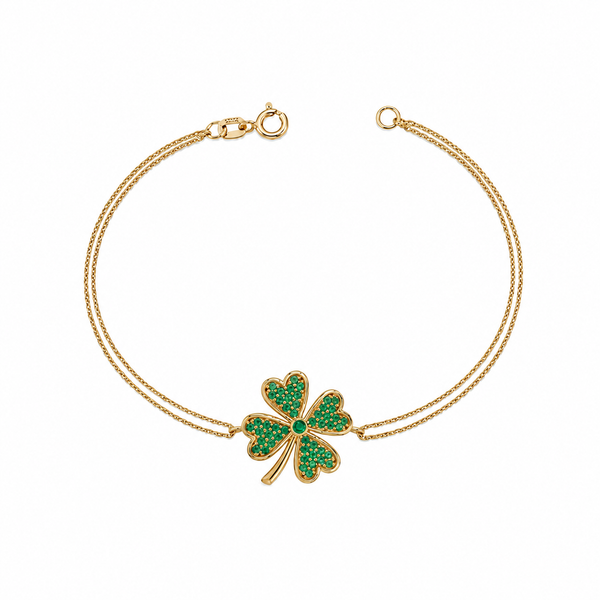 SORS Özel Tasarım Altın Lucky Clover Taşlı Bileklik