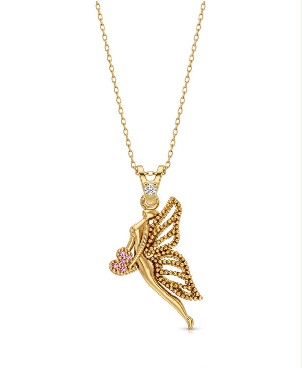 SORS Özel Tasarım Altın Love Fairy Taşlı Kolye