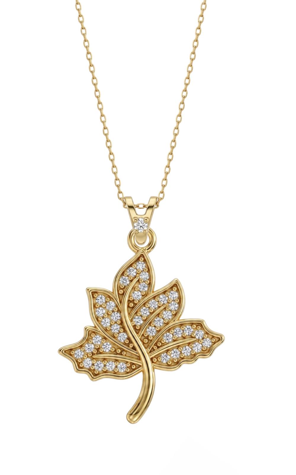 SORS Özel Tasarım Altın Autumn Leaf Taşlı Kolye