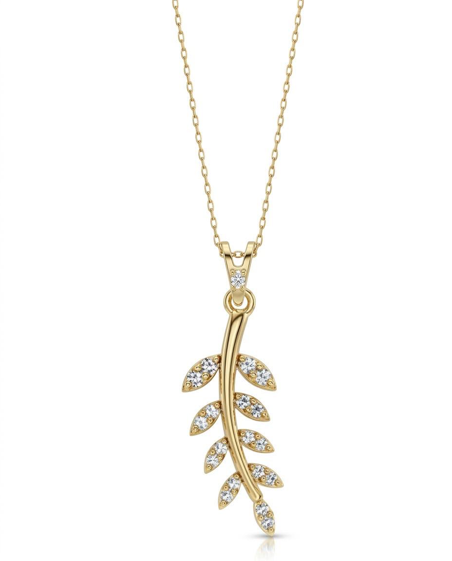 SORS Özel Tasarım Altın Life Leaf Taşlı Kolye