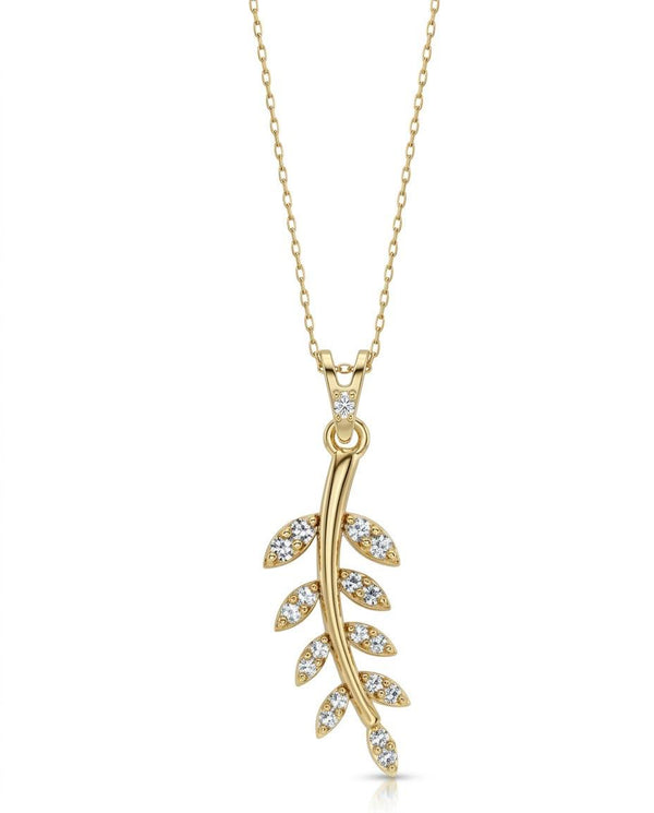 SORS Özel Tasarım Altın Life Leaf Taşlı Kolye