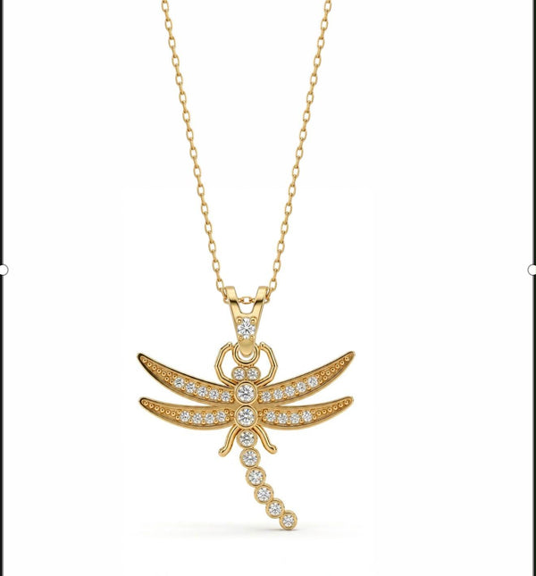 SORS Özel Tasarım Altın Lucky Dragonfly Kolye